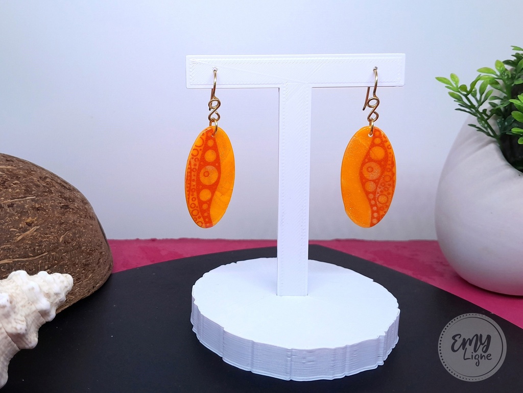 Boucles d'oreilles orange motif bulles N°1